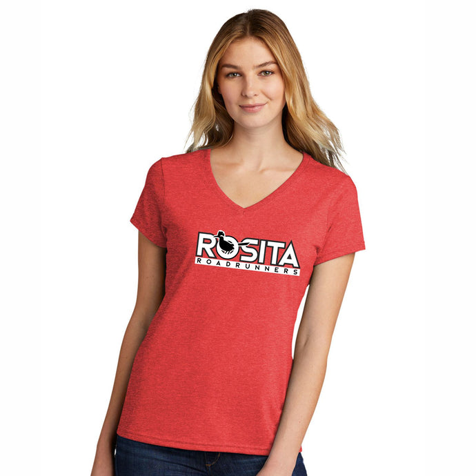 Ladies V-Neck Red Heather